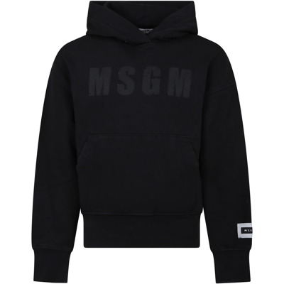 Msgm Kids' Black Sweatshirt For Girl With Black Logo