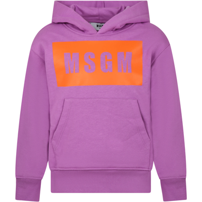 Msgm Kids' Lilac Sweatshirt For Girl With Logo
