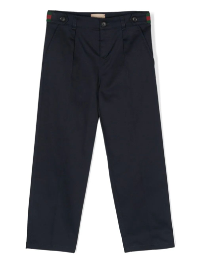 Gucci Kids' Cotton Gabardine Pants In Blue