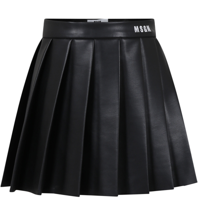 Msgm Kids' Black Skirt For Girl