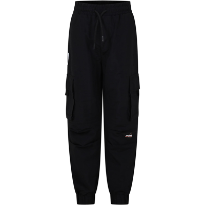 Msgm Kids' Black Cargo Trousers For Boy With Logo