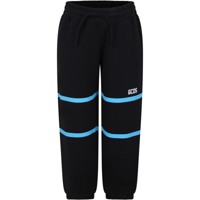 Gcds Mini Black Trousers For Kids With Logo