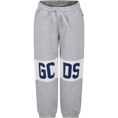 Gcds Mini Grey Trousers For Kids With Logo