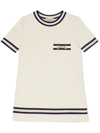 Gucci Kids' Striped-trim Horsebit-embellished Cotton Dress 4-12 Years In Ivory