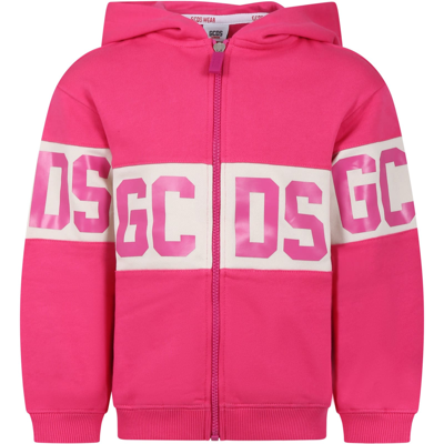 Gcds Mini Kids' Fuchsia Sweatshirt For Girl With Logo