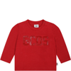 GCDS MINI RED T-SHIRT FOR BABY BOY WITH LOGO