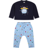 GCDS MINI BLUE PAJAMAS FOR BABY BOY WITH ALIEN PRINT AND LOGO