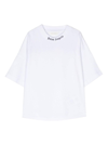 PALM ANGELS WHITE T-SHIRT WITH MAXI LOGO IN COTTON BOY