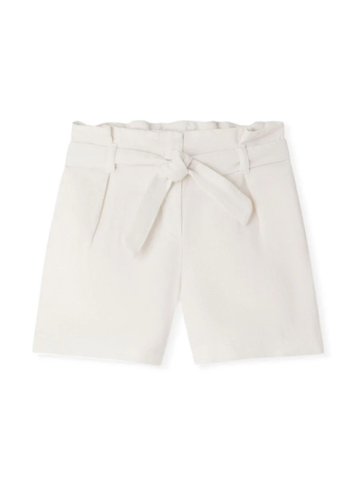 Bonpoint Kids' Nath Belted Bermuda Shorts In White Milk