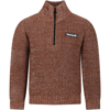 TIMBERLAND BROWN SWEATER FOR BOY WITH ZIP
