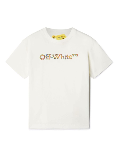 Off-white Kids' Logo Sketch Cotton T-shirt In White