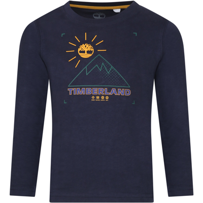Timberland Kids' Blue T-shirt For Boy With Logo
