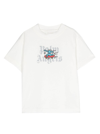 PALM ANGELS WHITE T-SHIRT WITH SKATEBOARD PRINT IN COTTON BOY