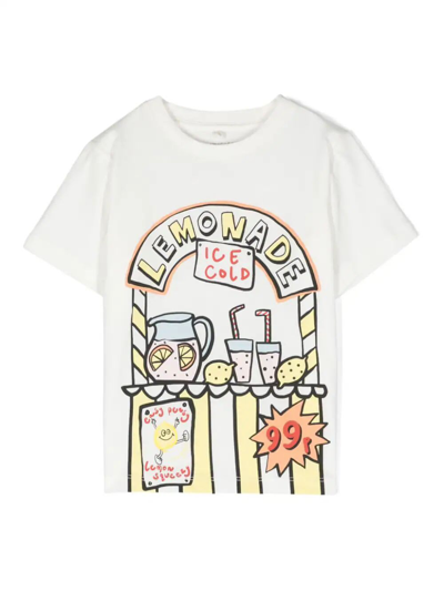 Stella Mccartney Kids' Lemonade印花有机棉t恤 In Ivory