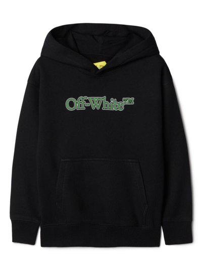 Off-white Kids' Big Bookish Cotton Hoodie In Black