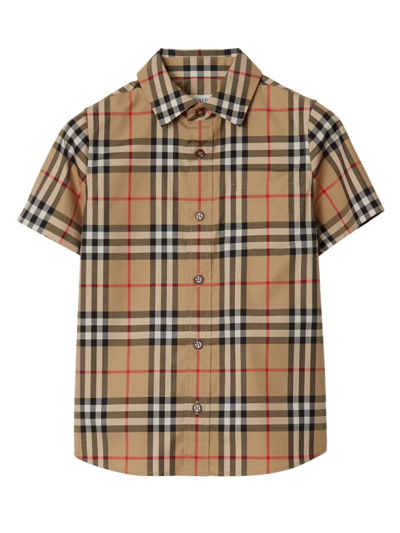 Burberry Kids' Little Boy's & Boy's Owen Plaid Button-front Shirt In Archive Beige Ip Chk