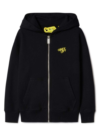 Off-white Kids' Multi Off Stamp Cotton Hoodie In Black
