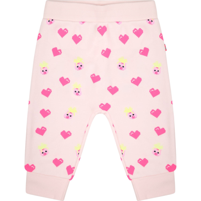 Billieblush Pink Trousers For Baby Girl With Herats And Llama