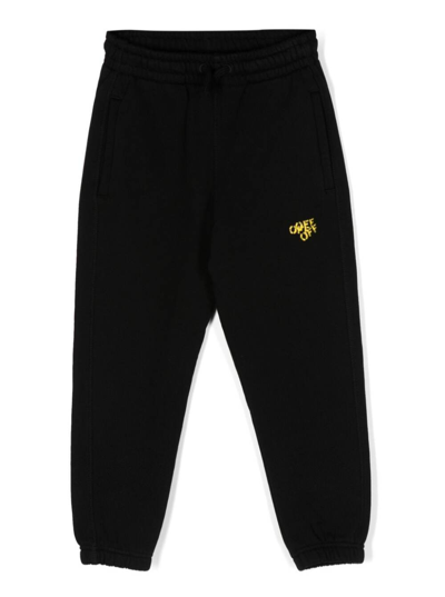 Off-white Kids' Logo-print Cotton Track Pants In Black