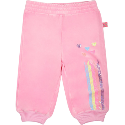Billieblush Pink Trousers For Baby Girl With Hearts