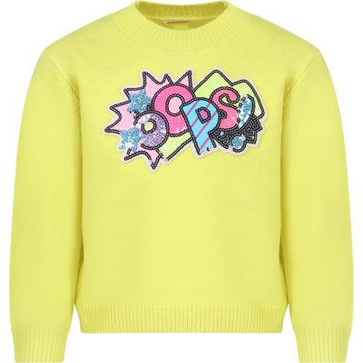 Billieblush Kids' Yellow Sweater For Girl With Multicolor Writing