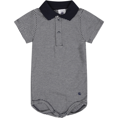 Petit Bateau Blue Baby Boy Bodysuit With Stripes