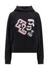 Karl Lagerfeld Organic Cotton Sweatshirt With Iconic Embroidery On The Front In Black