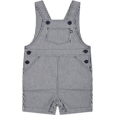 Petit Bateau Blue Dungarees For Baby Boy With Stripes