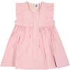 PETIT BATEAU PINK DRESS FOR BABY GIRL WITH STRIPES