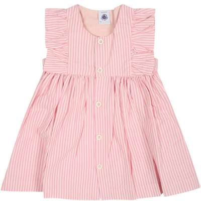 Petit Bateau Pink Dress For Baby Girl With Stripes