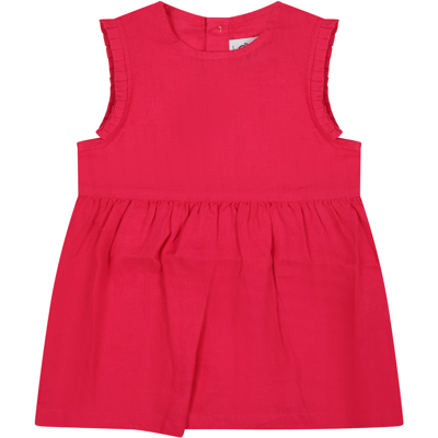 Petit Bateau Fuchsia Dress For Baby Girl With Ruffles