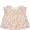 BONPOINT BEIGE TOP FOR BABY GIRL WITH ALL-OVER FLORAL PATTERN