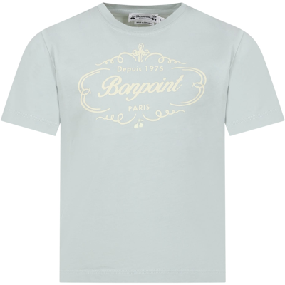 Bonpoint Kids' Green T-shirt For Boy With Logo In Light Green