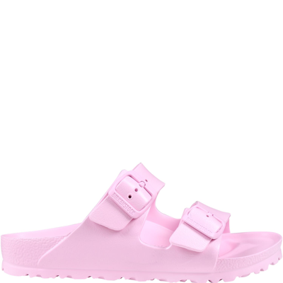 Birkenstock Kids' Pink Arizona Eva Sandals For Girl With Logo