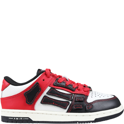 Amiri Leather Lace-up Sneakers In Black,red