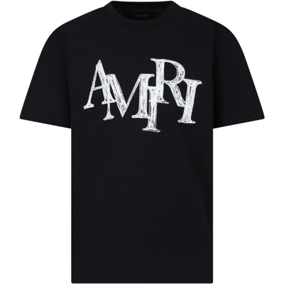 Amiri Kids' Logo Cotton T-shirt In Black