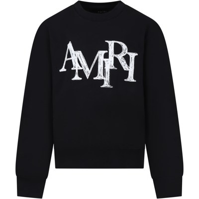 Amiri Kids' Staggered Scribble Cotton Sweatshirt In Black