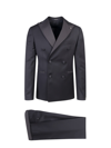 Tagliatore Fitted Double-breasted Suit In Blue