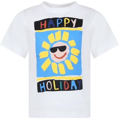 Stella Mccartney Kids' White T-shirt For Boy With Multicolor Print