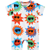 STELLA MCCARTNEY WHITE ROMPER FOR BABY BOY WITH ALL-OVER MULTICOLOR PATTERN