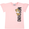MOSCHINO PINK DRESS FOR BABY GIRL WITH TEDDY BEAR AND LOGO