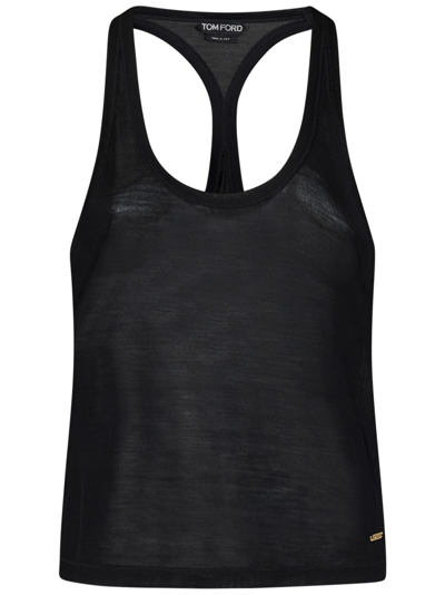 Tom Ford Silk Racerback Scoop Neck Tank Top In Black