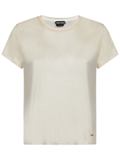 Tom Ford Slub Cotton Jersey Crewneck T-shirt Clothing In White