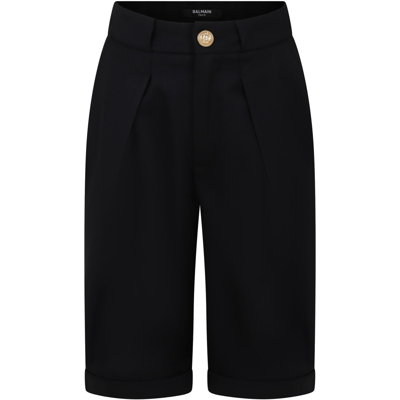 Balmain Kids' Black Shorts For Boy