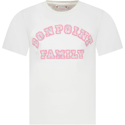 Bonpoint Kids' Ivory T-shirt For Girl With Logo