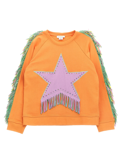 Stella Mccartney Kids' Fringed Star Sweatshirt In Multicolor