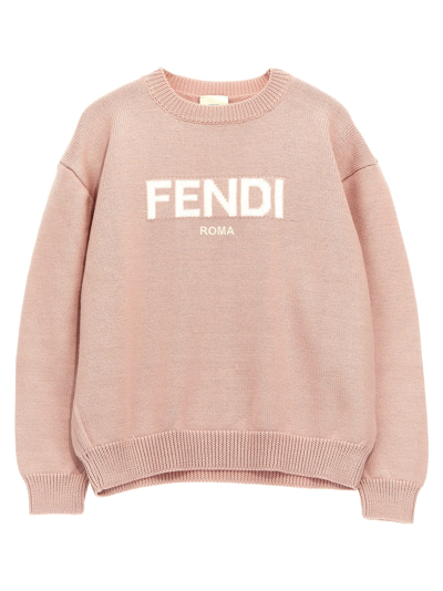 Fendi Pink Sweater With Logo For Kids