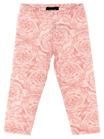 Versace Kids' Barocco Leggings In Pink