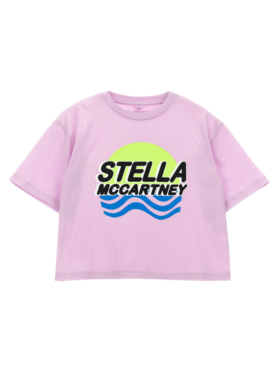 Stella Mccartney Kids' Logo Print T-shirt In Purple