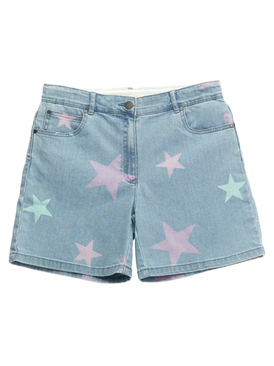 Stella Mccartney Kids' Printed Denim Shorts In Light Blue